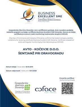 Business Excellent SME certifikat