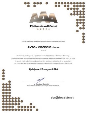 Dun & Bradstreet platinasta bonitetna odličnost AAA